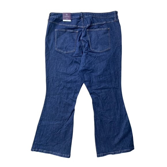 Ava & Viv Womens High Rise Dark Blue Denim Jeans Flare Stretch Plus Size 24 - Picture 5 of 14